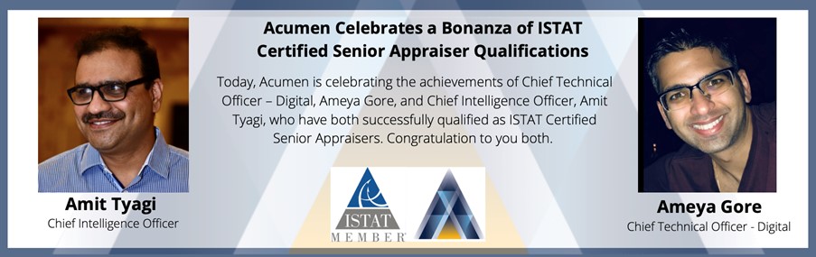 Acumen Celebrates a Bonanza of ISTAT Certified Senior Appraiser Qualifications